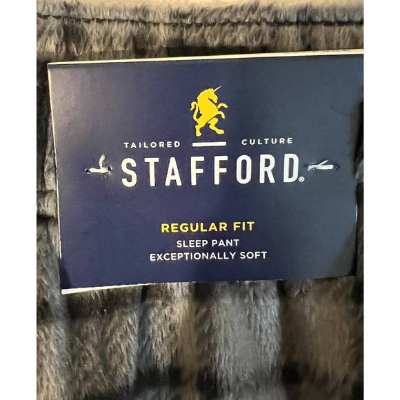 Stafford Sleep Pants Mens Size XXL Blue Plaid Pull On Elastic Waist Soft NWT - Picture 3 of 7